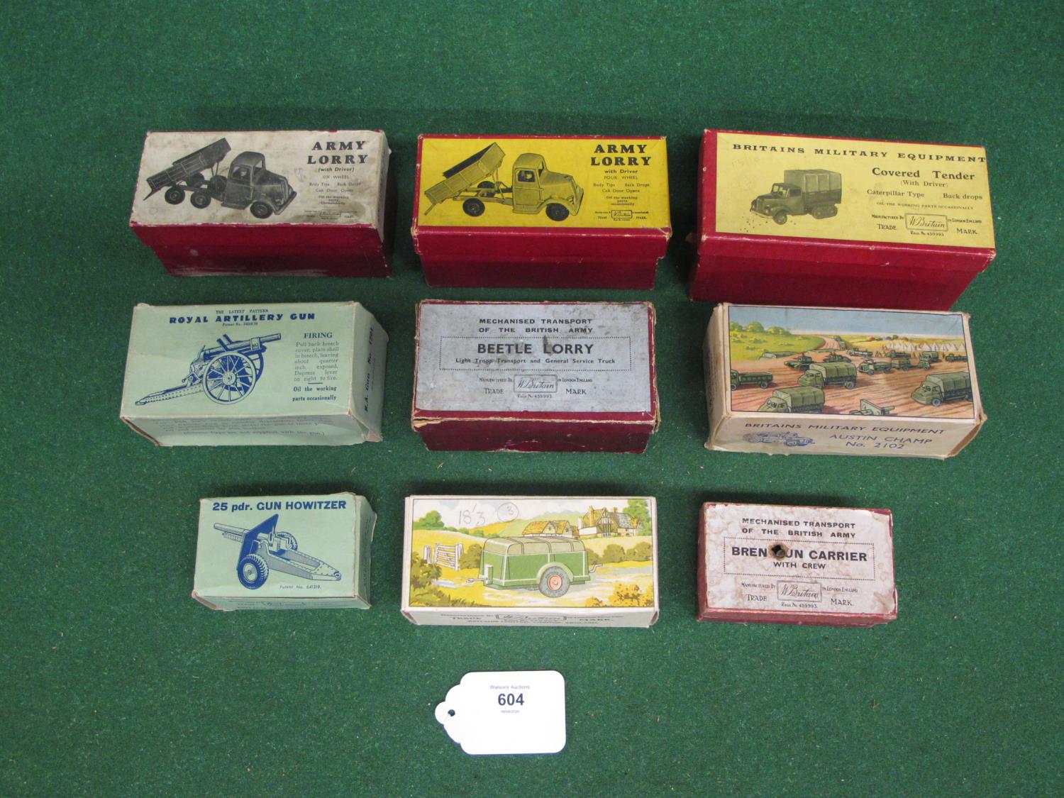 Nine boxed Britains military vehicles and guns to comprise: 1201 Royal Artillery gun, 1334 Four - Image 2 of 3