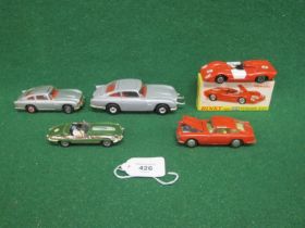 Boxed Dinky 204 Ferrari 312P together with four loose Corgi's to comprise: two 1970's Aston Martin