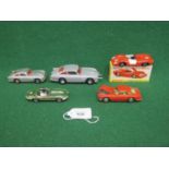 Boxed Dinky 204 Ferrari 312P together with four loose Corgi's to comprise: two 1970's Aston Martin