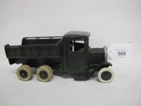 Britains ten wheeled upright radiator army lorry with driver - 6" long Please note descriptions