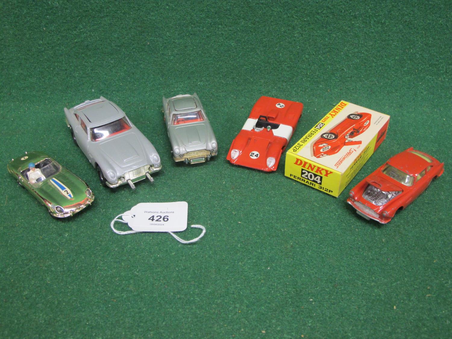 Boxed Dinky 204 Ferrari 312P together with four loose Corgi's to comprise: two 1970's Aston Martin - Image 3 of 3