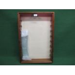 Portrait style wall mounted wood (some scratches) and glass display case with removable front and