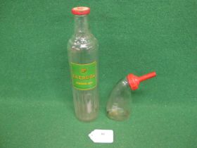 Glass bottle for BP Energol Motor Oil now with a Shell X10040 Motor Oil cap - 13.5" tall together