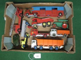 Tray of nine loose Dinky diecast commercial vehicles to include: Commer-Artic, Bedford TK coal