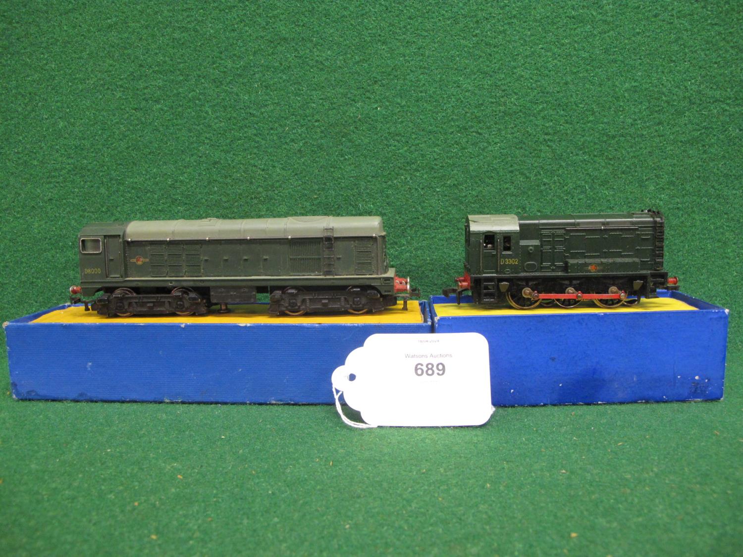 Two HD 3 Rail diesel locomotives to comprise: 08 Shunter with 2 Rail BR green D3302 body (front - Image 2 of 4