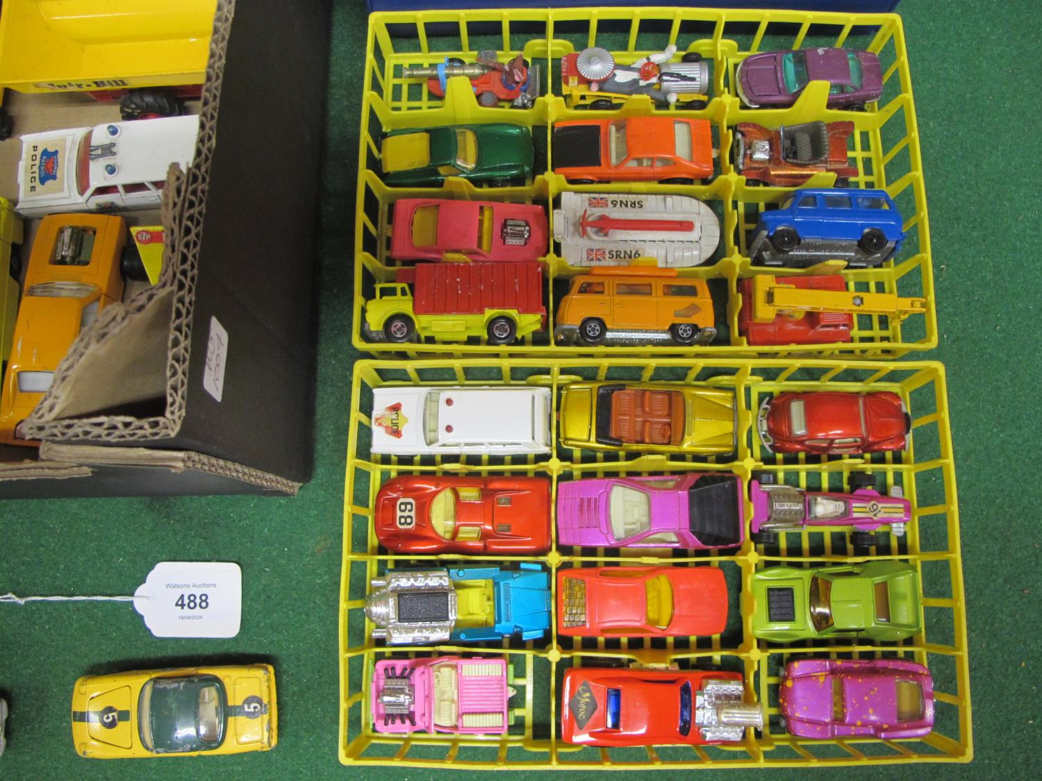 Box of playworn Corgi, Dinky and Matchbox vehicles to include: Corgi 270, 007 DB5 with Top Secret - Image 3 of 3