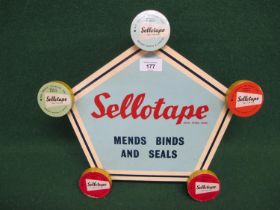 Painted wooden hanging or stand-up display shop sign for Sellotape-Mends-Binds And Seals - 15.5" x