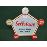 Painted wooden hanging or stand-up display shop sign for Sellotape-Mends-Binds And Seals - 15.5" x