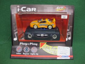 Corgi Wheelz I-Car interactive display unit featuring a removable dancing car unit. Of plastic,