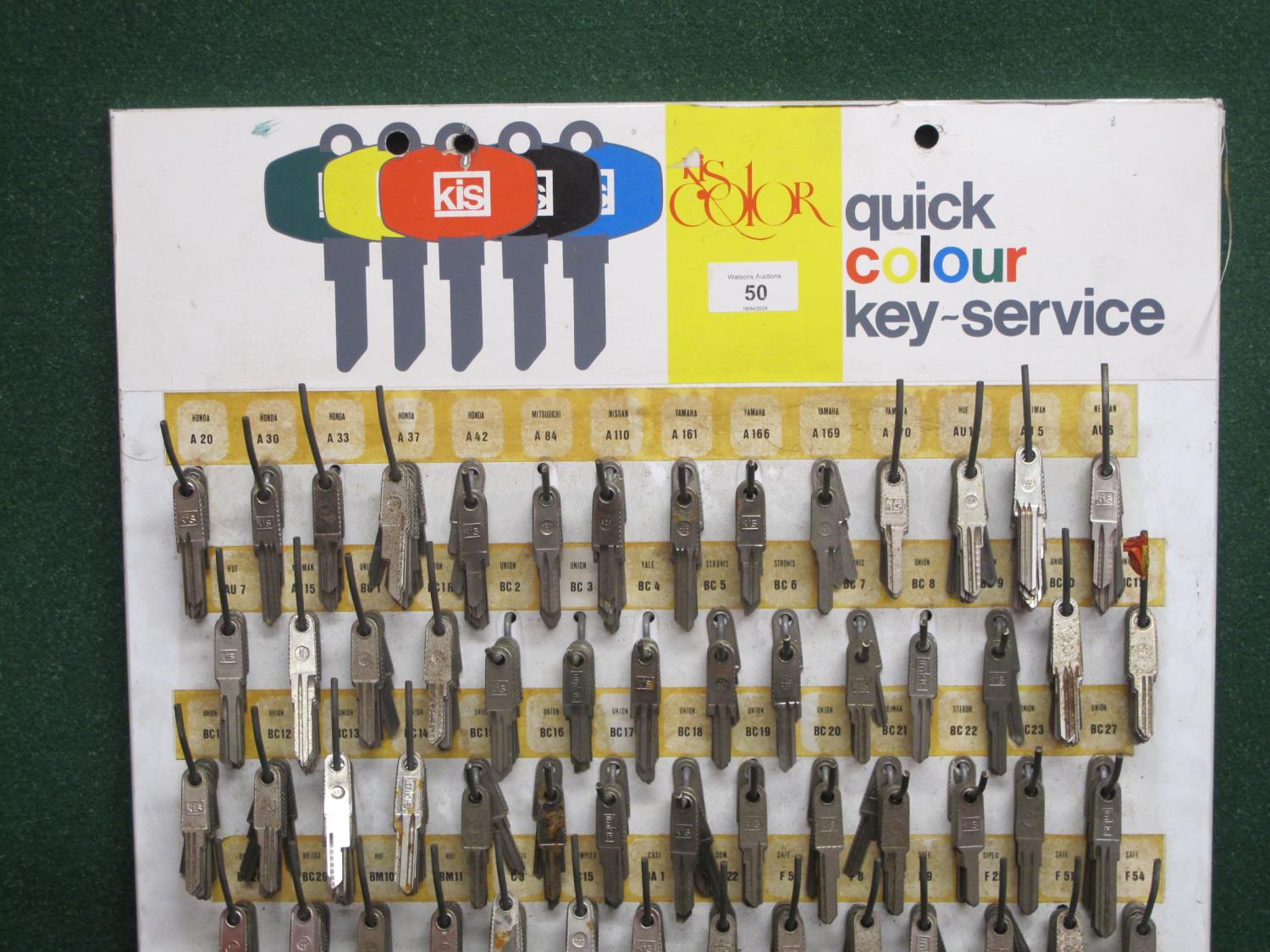 1970's/1980's metal KIS Quick Colour Key-Service wall mounted rack with key blanks, includes - Image 2 of 3