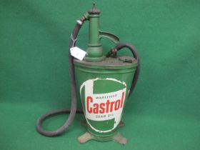 Portable garage gear oil pump with hose and tap, having Castrol Hypoy 90 Gear Oil logos - 26"