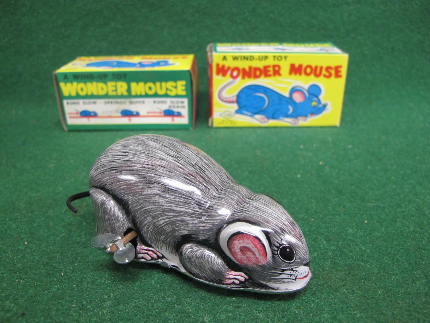 Twenty four boxed tinplate/plastic wind up Yone (Japan) toy Wonder Mice, in original plain trade box - Image 2 of 3