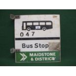 Double sided aluminium Bus Stop sign with Maidstone & District and Hastings & District stickers on