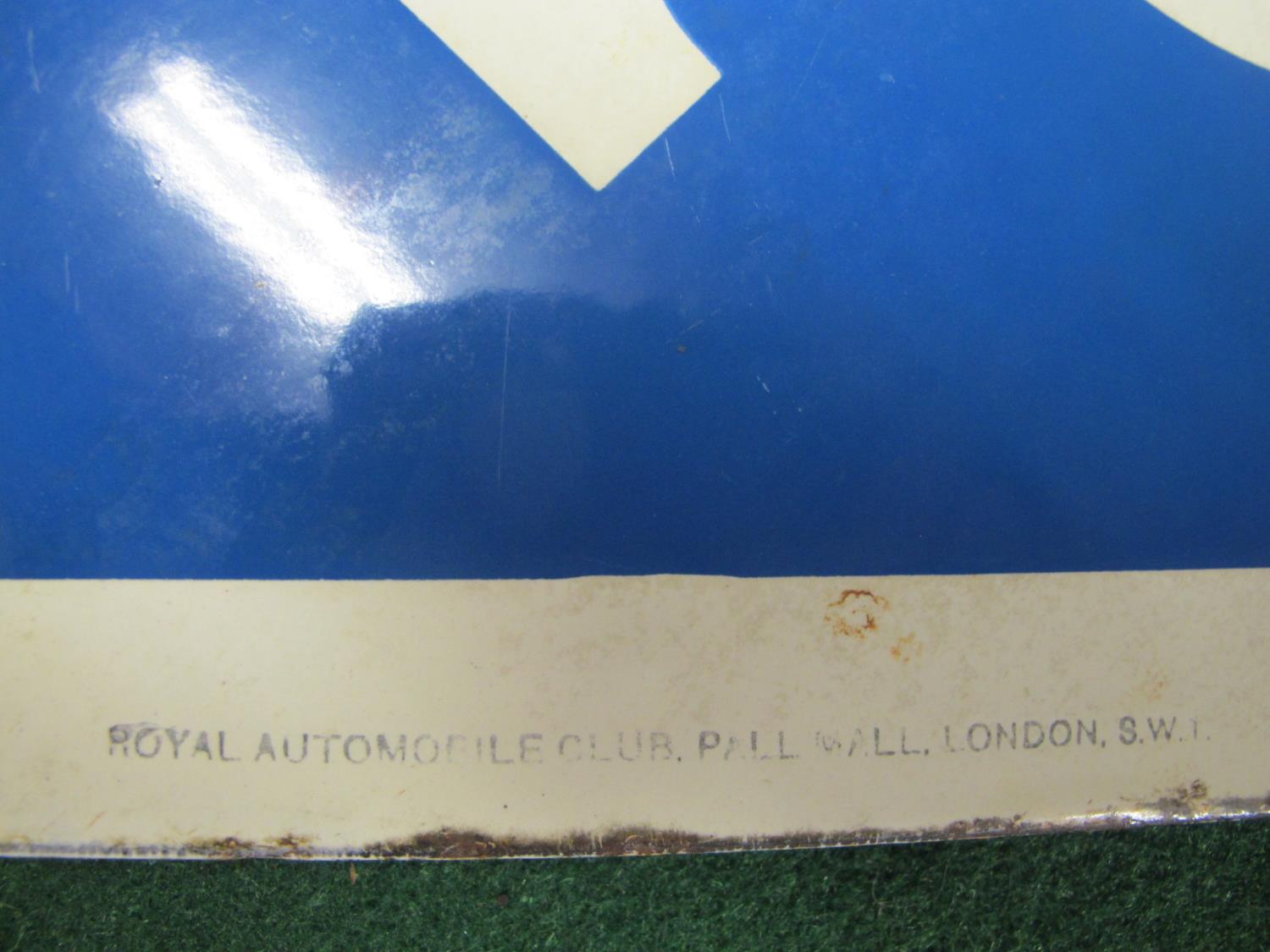 1930's double sided diamond shaped blue and white RAC Agent enamel sign with an attached wall - Image 2 of 5