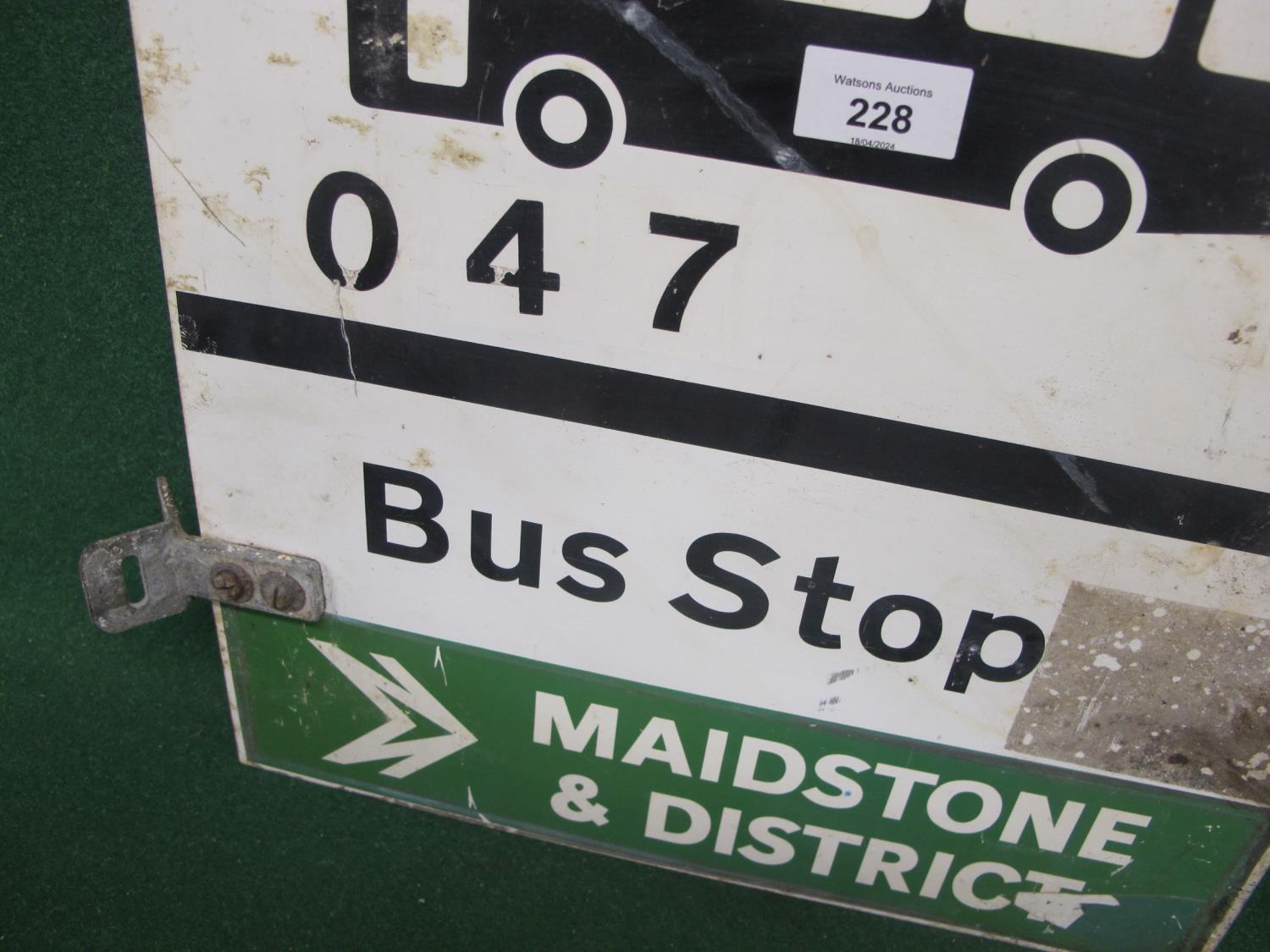 Double sided aluminium Bus Stop sign with Maidstone & District and Hastings & District stickers on - Image 3 of 3