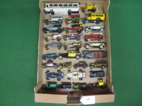 Box of loose Vintage and Veteran car models from Rio, Corgi and Matchbox together with a diecast