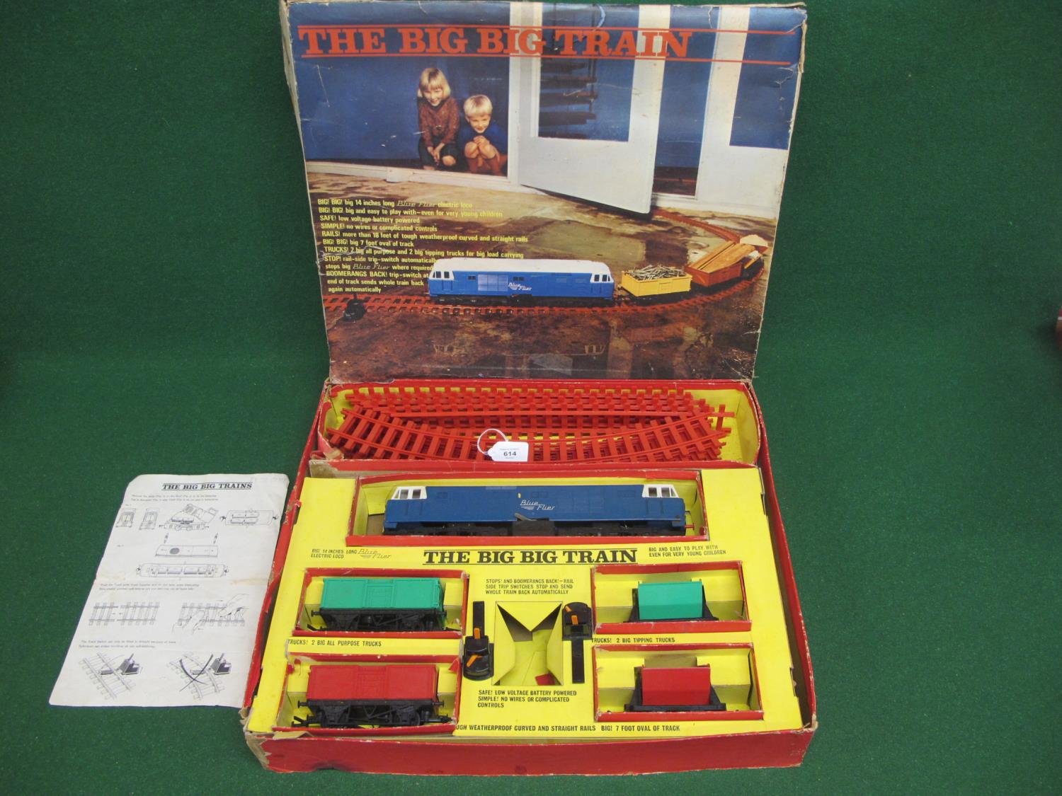 Rovex/Triang battery powered O gauge Big-Big Train set with Hymek style locomotive, four wagons, two