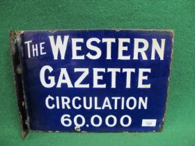 Double sided enamel bracket sign for The Western Gazette with different wording to each side: