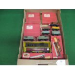 Box of boxed Hornby Dublo 2 Rail items to include: three level crossings, three TPO Mail Van sets,