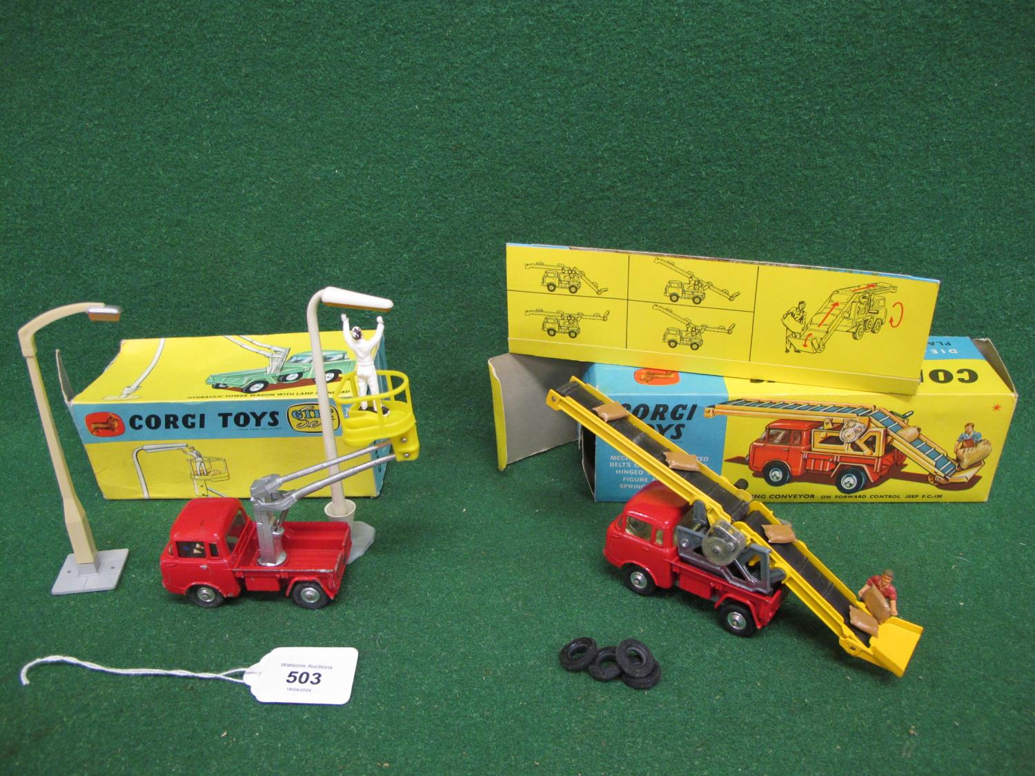 Two 1960's Corgi boxed gift sets to comprise: No. 14 Hydraulic Tower Wagon with lamp standard and