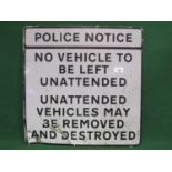 Modern reflective sign from the Westminster area of London stating Police Notice, No Vehicles To