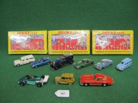 Nine loose diecast vehicles from: Dinky, Corgi, Matchbox, Vanguards, Rio, Verem and Tootsie Toy