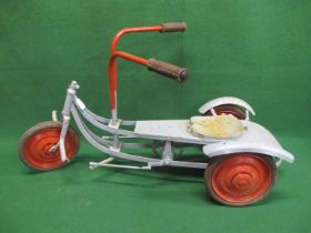 Well built, steel, hand powered foot steered French childs tricycle embossed Cyclo Etoile. This is