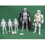 Five different plastic Storm Troopers by Jakks, Santa Monica, USA and Hasbro - heights from 11.5" to
