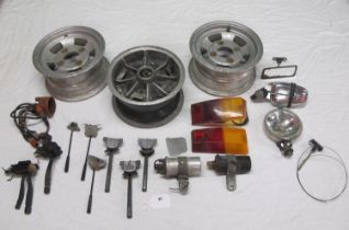 Quantity of Mini parts to include: Dunlop and Wolfrace wheels, electrical parts, mirrors, lenses etc