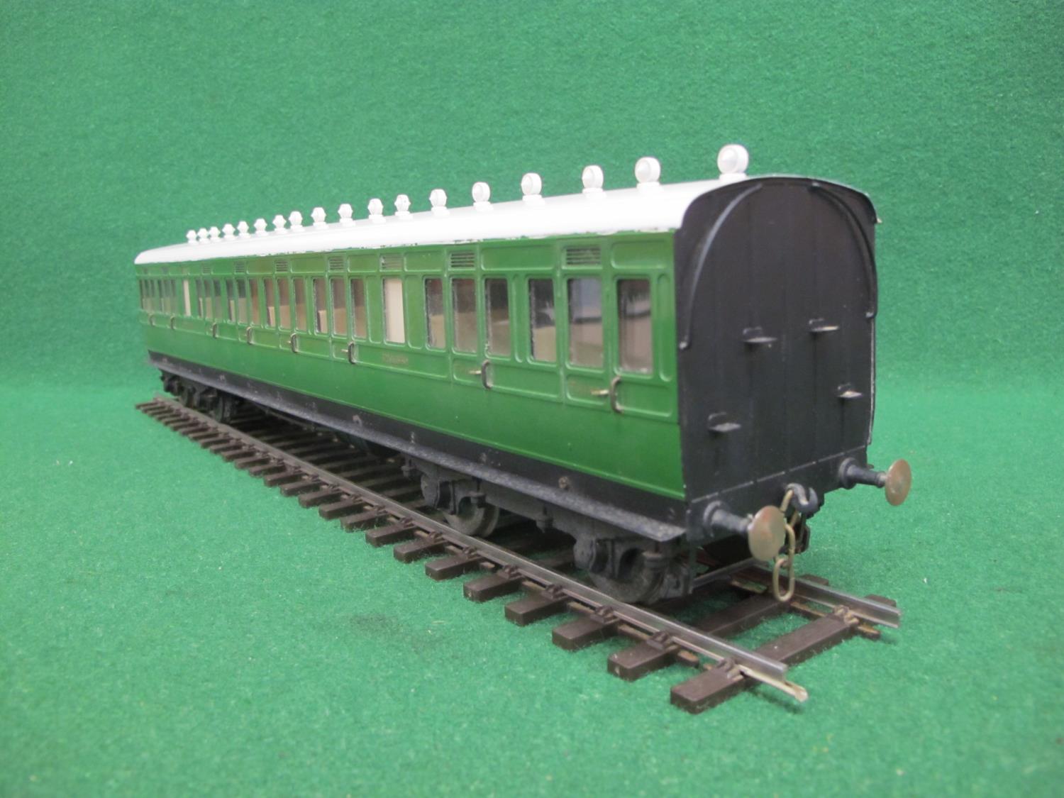 Gauge 1 all metal Southern Railway all 3rd eight compartment bogie coach in green - 22.25" buffer to - Bild 2 aus 3