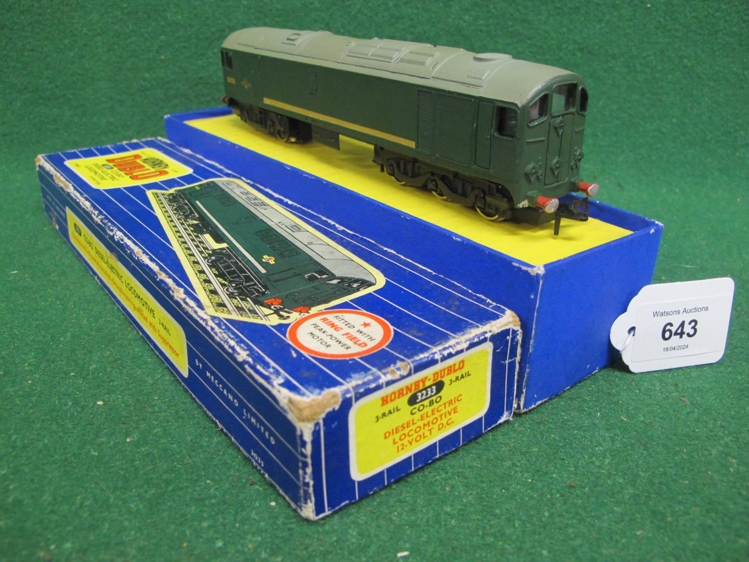 1961-1964 Hornby Dublo 3233 3 Rail Met-Vic CoBo diesel locomotive D5713 in late BR green with