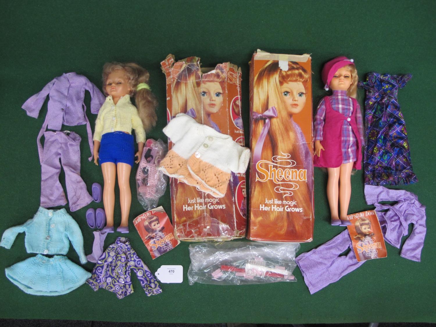 Two Palitoy Sheena dolls with the Like Magic Growing Hair. Includes 1970's fashion, curlers,