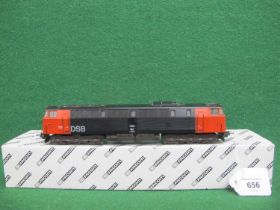 1980's/1990's Lima HO scale CoCo diesel locomotive No. 1401 in DSB black and red livery, contained