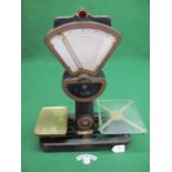 Large and heavy Edwardian shop counter scales of brass and glass construction. Made by Automatic