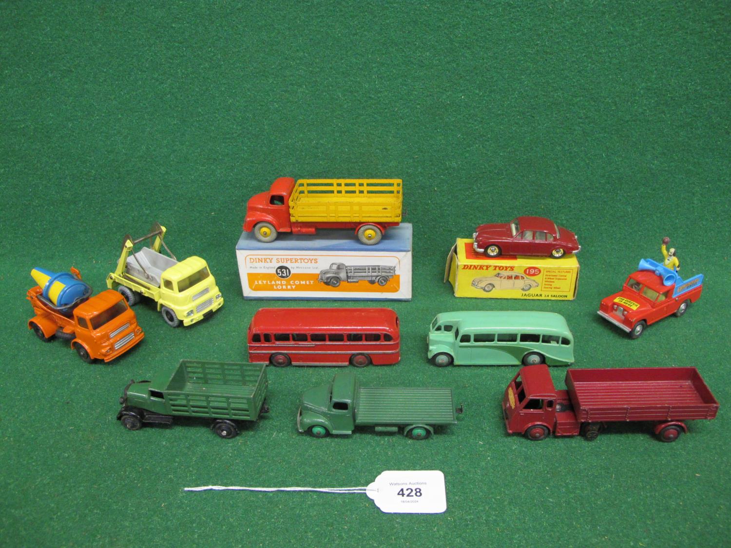 Tray of ten boxed and loose Dinky and Corgi commercials (in good condition) to include: 29h red