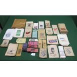 Large collection of shop vendor paper bags, butter wraps, flour bags etc with product brands,