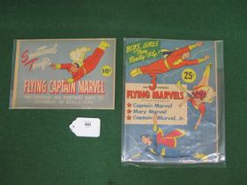 Two different WWII 1940's ex-warehouse unused stock Captain Marvel Toys. during WWII materials