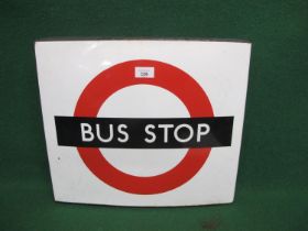 Double sided enamel London Transport Bus Stop sign, No. 10254 on base and Ham London 768388 on