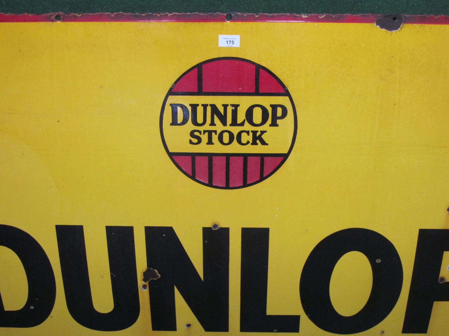 Pre-war enamel sign for Dunlop - The First Tyre In The World, black and red on a yellow ground - Image 2 of 2