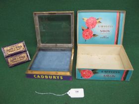 Cadbury - glass topped hinged biscuit tin - 9.25" x 8.75" x 2.5", cardboard display pack for Savoy