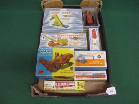 Box of seven boxed Dinky Supertoys to comprise: 283 Bus, 521 Bedford, 561 Bulldozer, 571 Coles