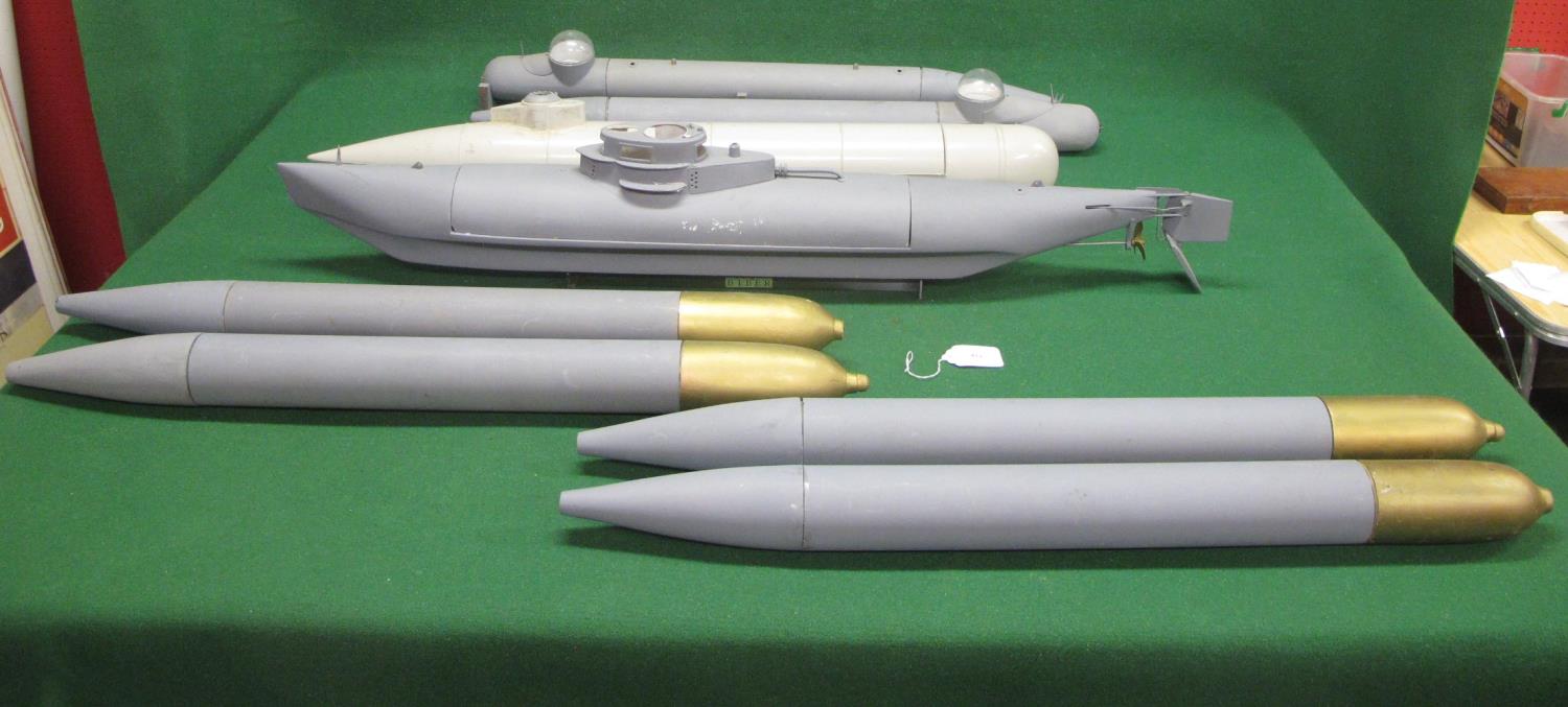 Four large submersible models together with four possibly torpedo models, all of plastic and wood - Image 2 of 2