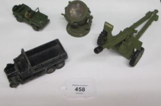 Loose Dinky to comprise: Austin Champ with driver, six wheel wagon in dark blue and a field gun