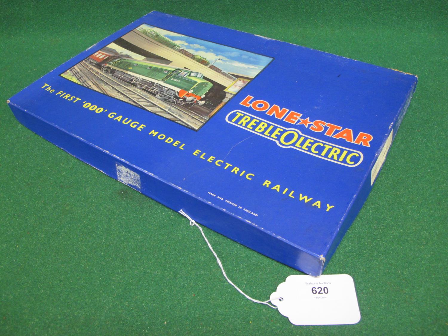 1960-1965 Lone Star Treble-O-Lectric boxed EL.50 Goods set containing: D5000 diesel, Box van, open - Image 4 of 4