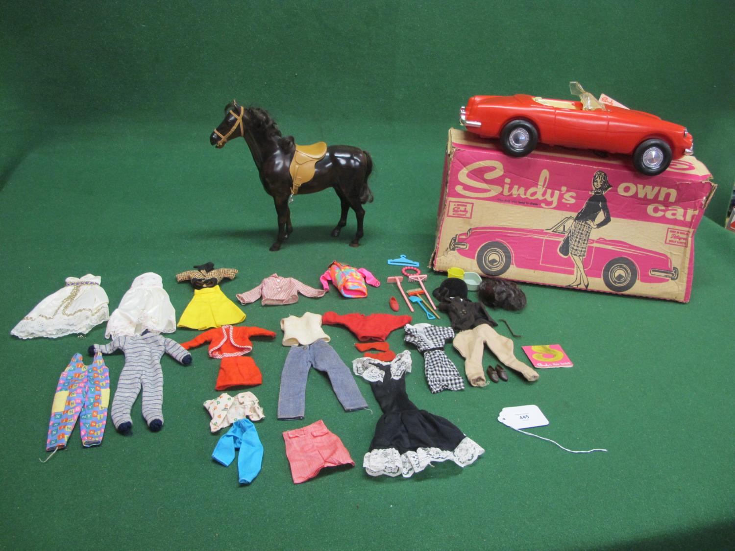 Sindy's own car complete with bonnet pennant and box, Sindy's horse and a quantity of outfits and - Image 6 of 6