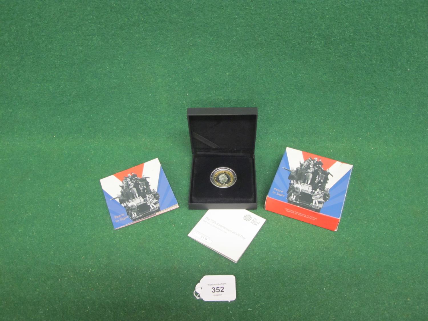 2020 Royal Mint 75th Anniversary of VE Day UK £2 silver proof coin, in presentation box with booklet