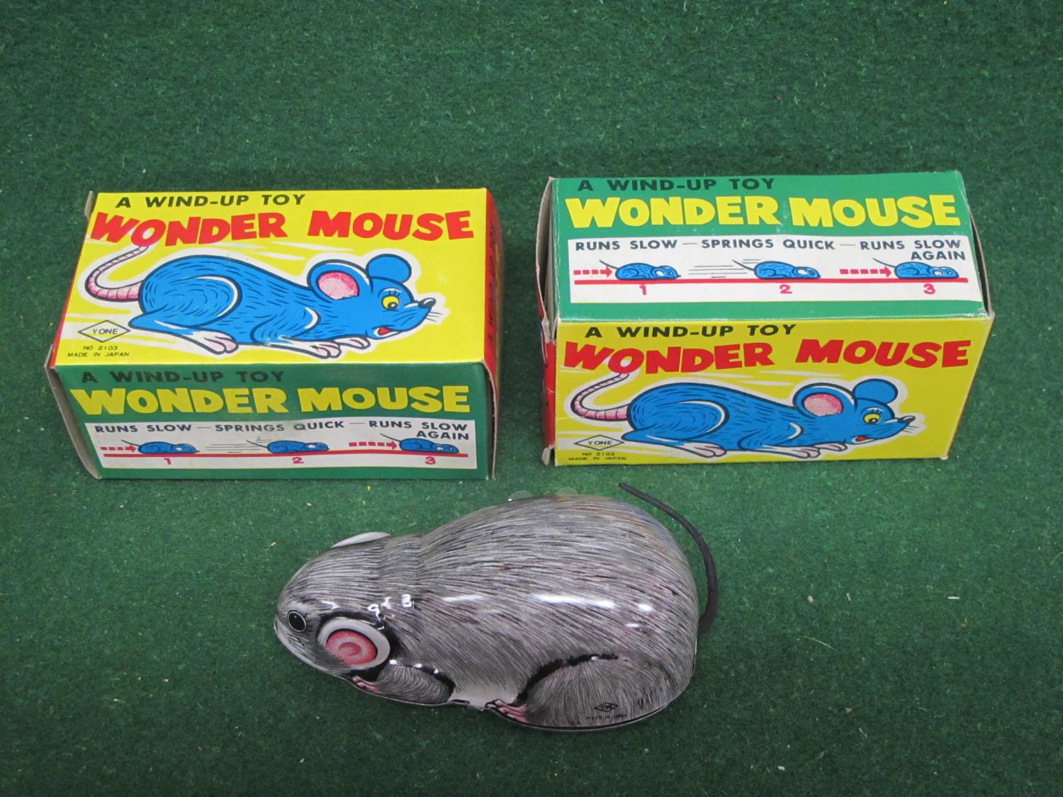 Twenty four boxed tinplate/plastic wind up Yone (Japan) toy Wonder Mice, in original plain trade box - Image 3 of 3