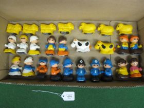 Twenty six 1978 Matchbox metal and plastic human and animal Shufflees figures in various colour