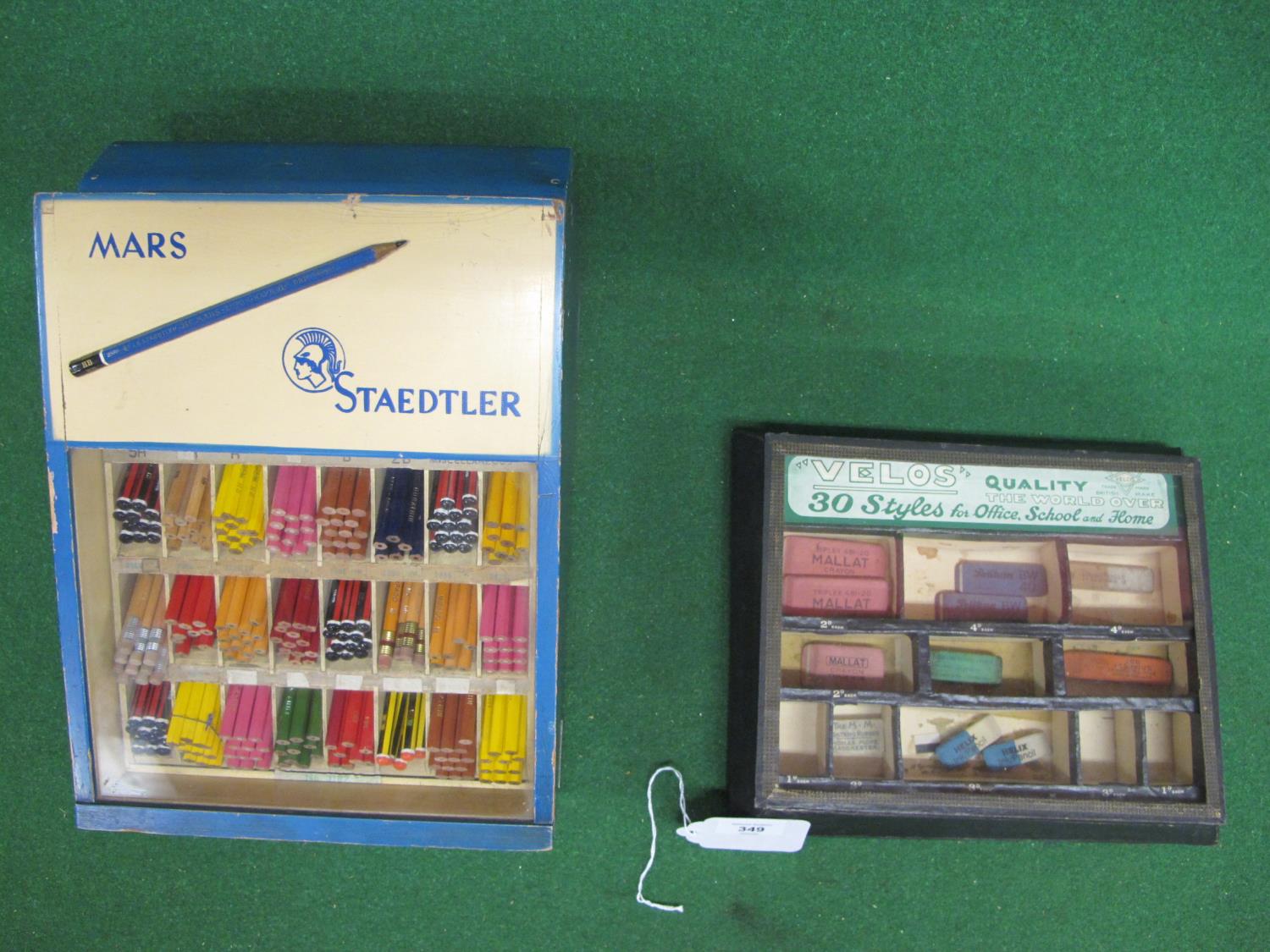 Two shop counter display cases to comprise: wooden Mars-Staedtler pencil selection with contents - - Bild 2 aus 3