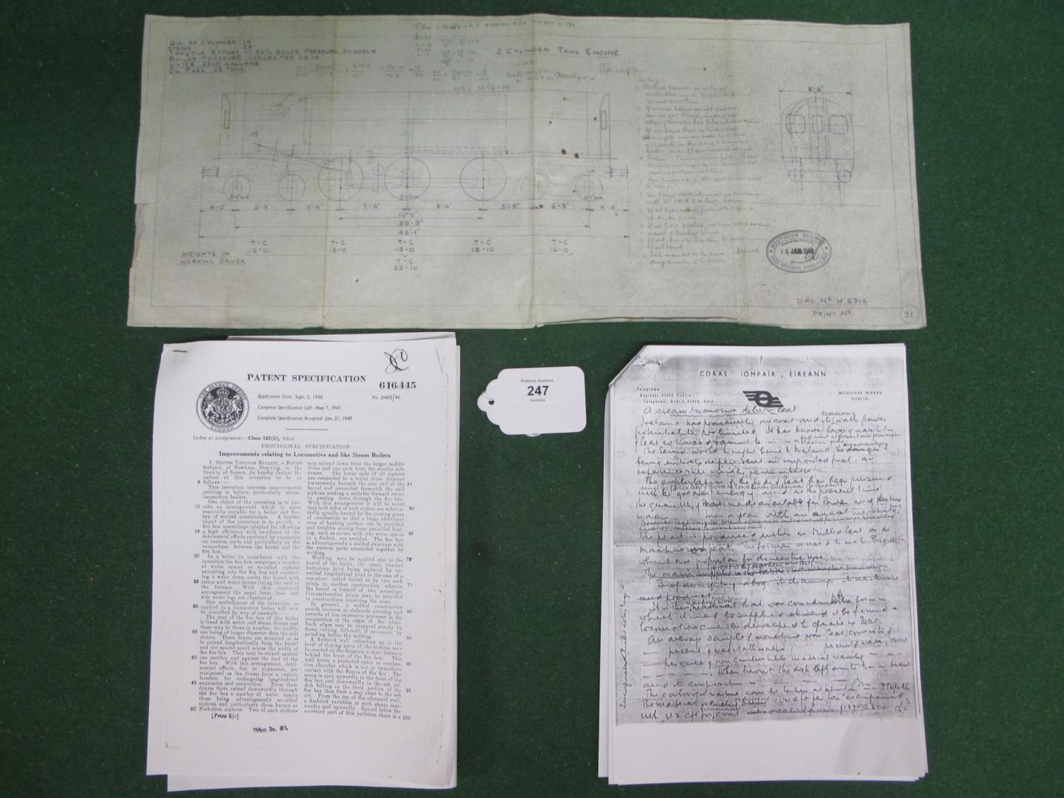 Three items relating to steam locomotive designer and engineer OV Bullied to comprise: a 14th